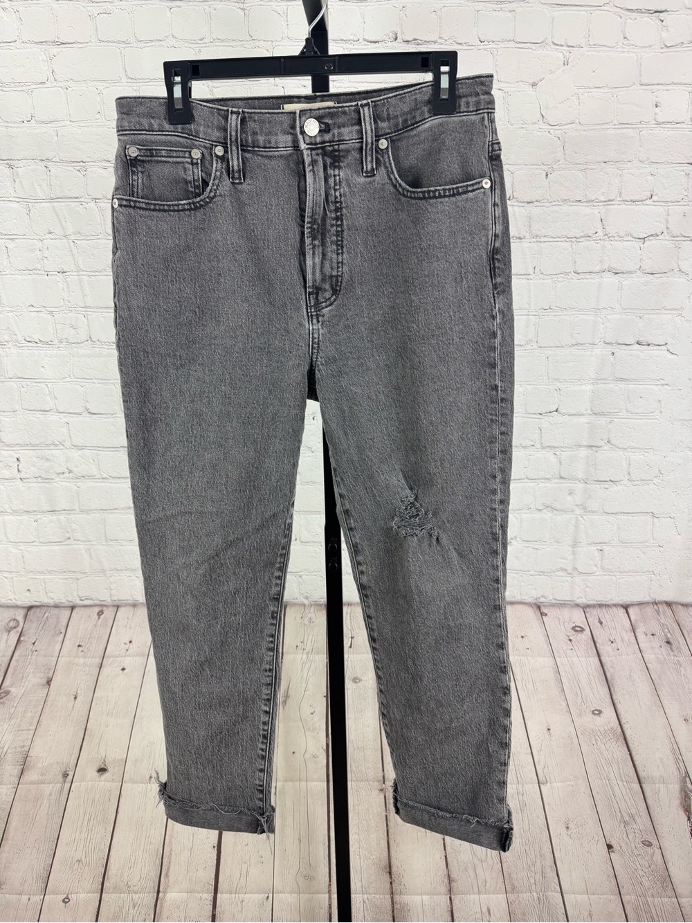 Madewell The Perfect Vintage Jean Cosner Wash Knee Rip High Rise Gray Size 28